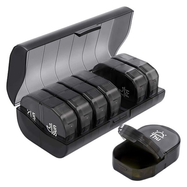 Portable Weekly AM PM Pill Organizer 2 Times a Day for Home Travel