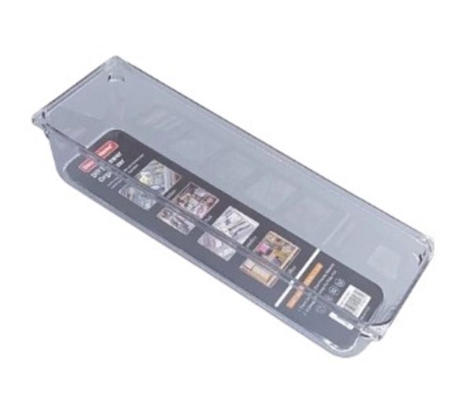 Clear Plastic Food Container Organizer Fridge Storage Tray -7.6X30.5X5.1cm