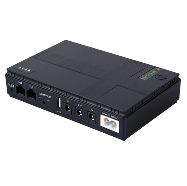 15000 Mah Mini UPS Backup Power Supply- Black
