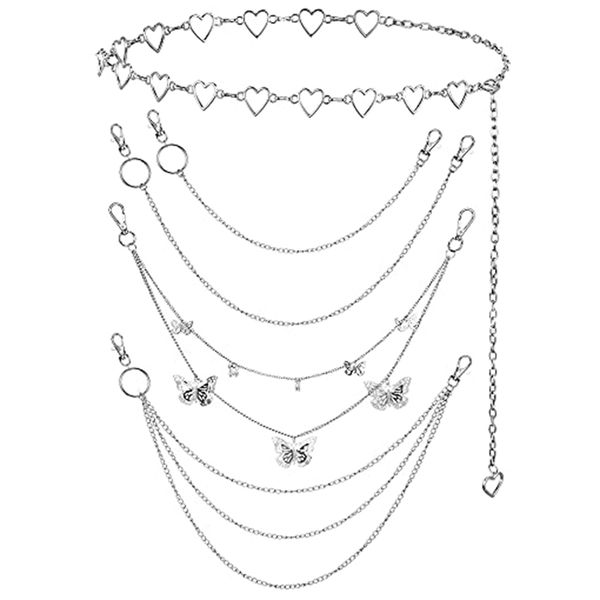 5-Piece Chain Belt Set for Jeans, Wallets, and Dresses