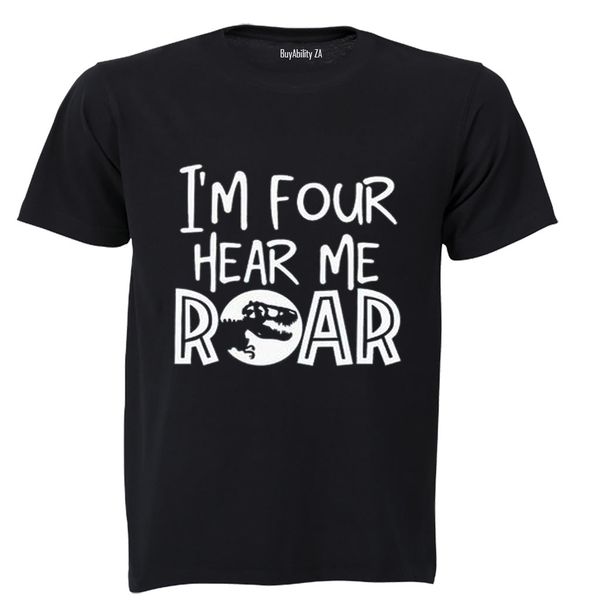 I'm FOUR - hear me Roar! - Kids T-Shirt - White