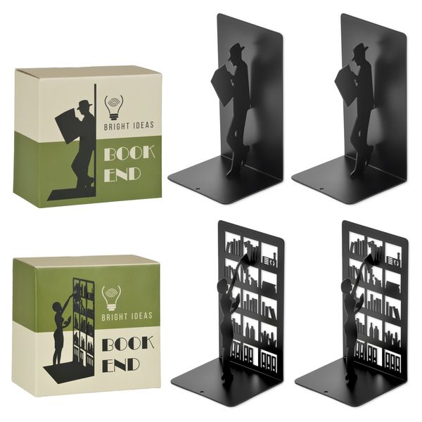 Bright Ideas - 4 Metal Book Ends - Man &amp; Woman Silhouette