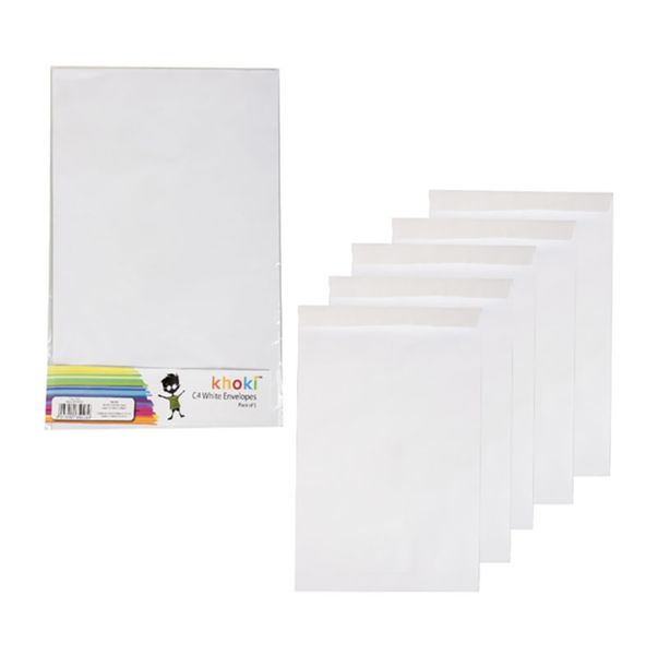 C4 White Envelopes 5 Pack - Pack Of 5