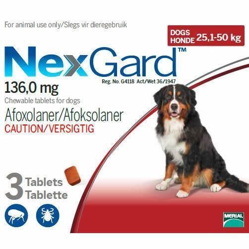 NexGard Chewables Tick &amp; Flea Control for X-Large Dogs - 3 Tablets