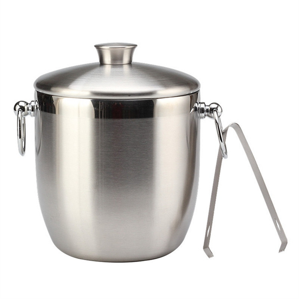 Stainless Steel Ice Bucket Double Walled With Tongs And Lid (3L)
