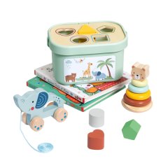 TookyToy - 3-in-1 Activity Set - Shape Sorter Stacker &amp; Pull Along Toy