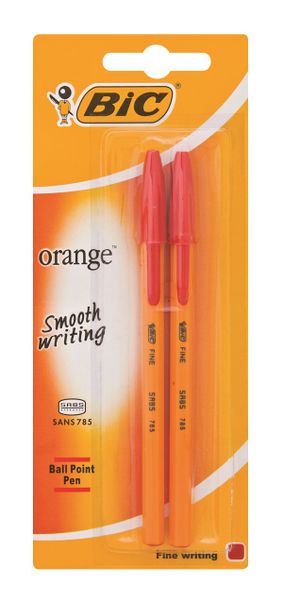 BIC Orange Fine Ballpoint Pens - Red (Blister of 2)