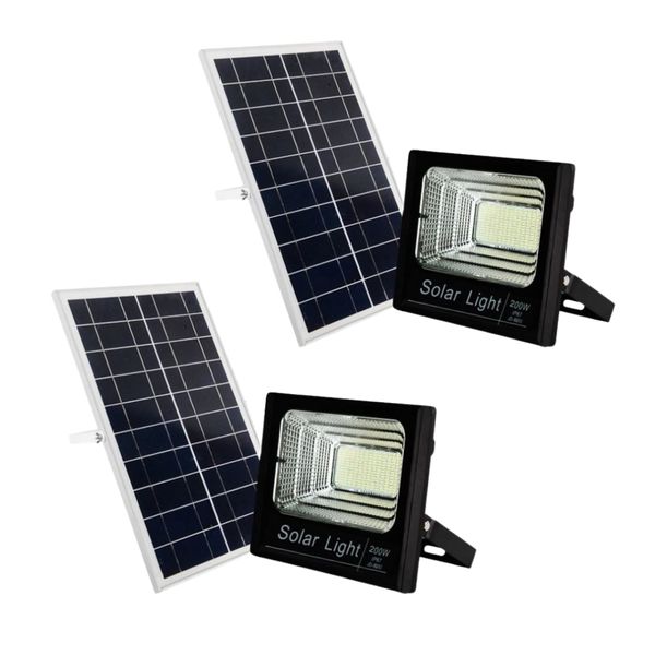 200W LED Solar Flood Light with Remote - Pack of 2