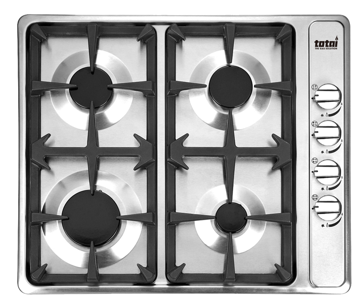 Totai 26/TOTG4502CB CM Stainless Steel Cast Iron Gas Hob 60cm Silver