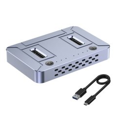 M.2 SSD Cloning Station Dual-Bay NVMe &amp; SATA Reader with Adapter Enclosure