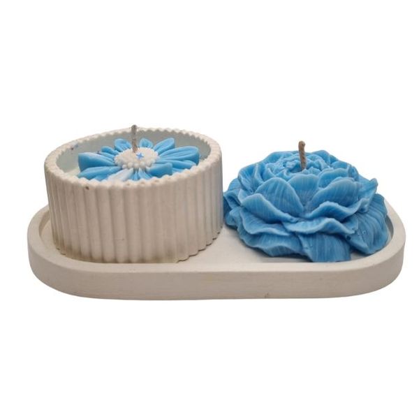 Lavender/Rose Soy Candle Set with Tray &amp; Rose candle