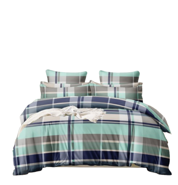 Linen Boutique - Duvet Cover 200TC 3 Pieces Set - Plaid Blue Mint