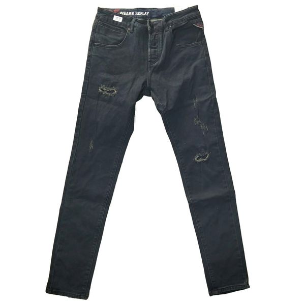 Replay Hyperflex Stretch Ripped Skinny Jeans - Dark Navy Blue -H665-1