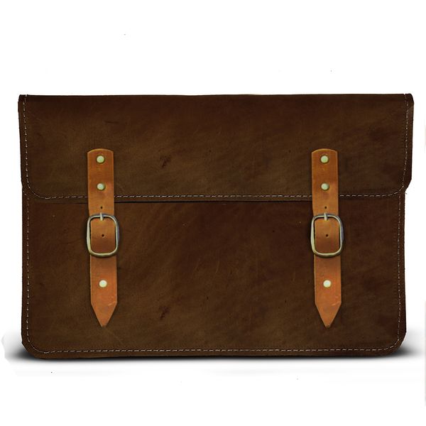 11 Inch Genuine Leather Laptop Sleeve With straps