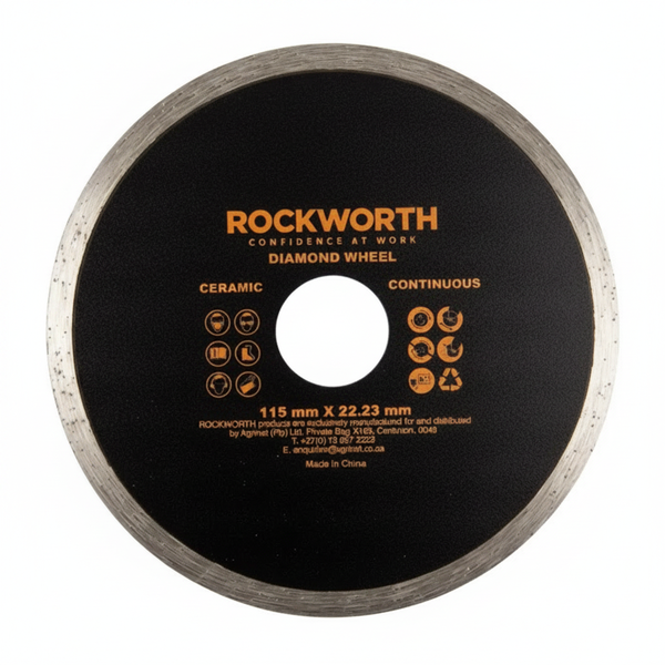 Rockworth 115mm Diamond Cutting Wheel Continuous Rim - 2 Piece Set