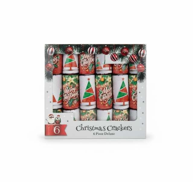 Traditional Xmas Crackers - 6 Piece Festive Party Set