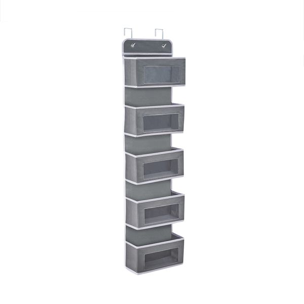 5 Shelf Over The Door Hanging Organizer Foldable Storage with Clear Window
