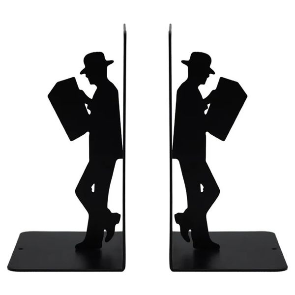 2 PCS Metal Bookend Creative Holder Desktop Organizer Home Office Decor