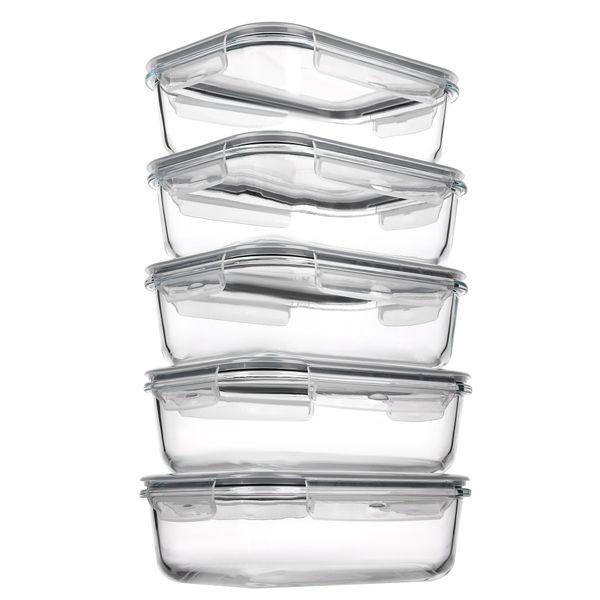 5Pack 22oz Glass Storage Containers with Lids