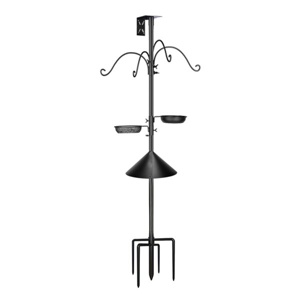 76-Inch Bird Feeder Station with Hooks &amp; Trays &amp; Squirrel-Proof Baffle