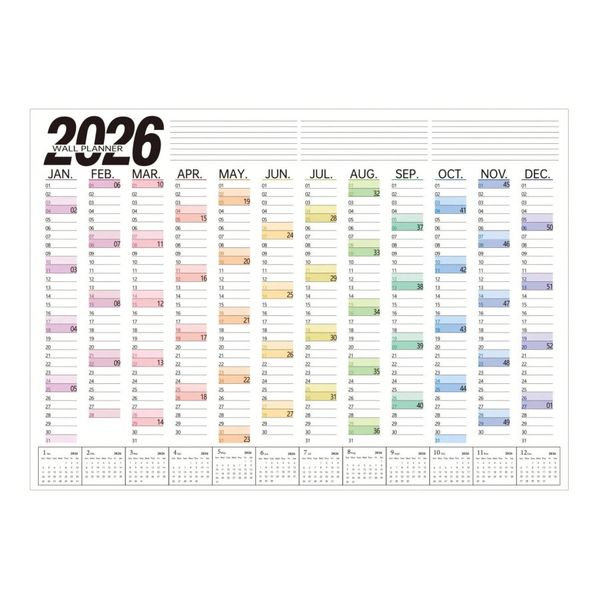 2026 Year Planner Colourful Wall Calendar