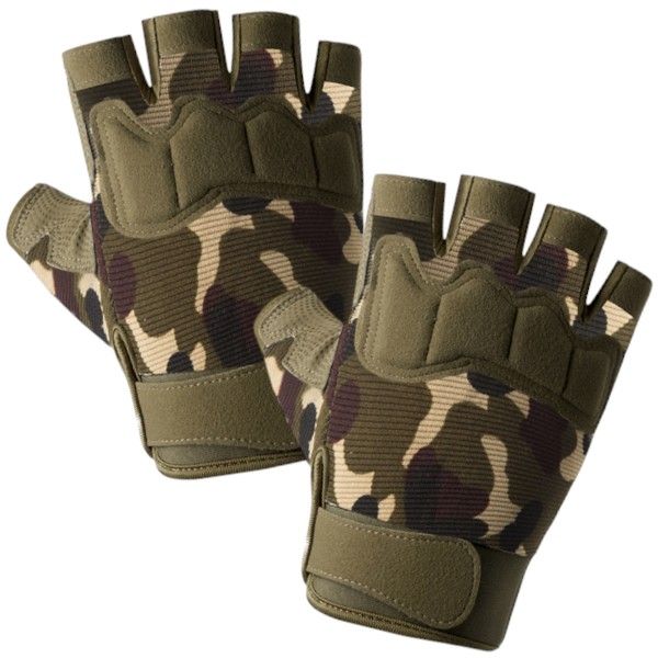 Fingerless Motorcycle Gloves - Green