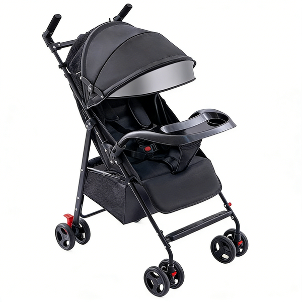 Four-Wheel Folding Baby Carriage With Dining Tray