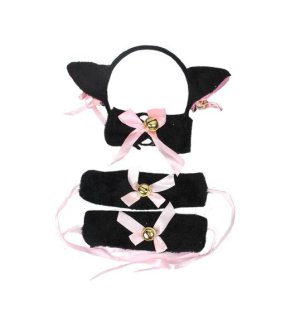 Sweet Anime Lolita Cosplay Hairpins Headbands Cat Ears BowRibbon Bell Gift