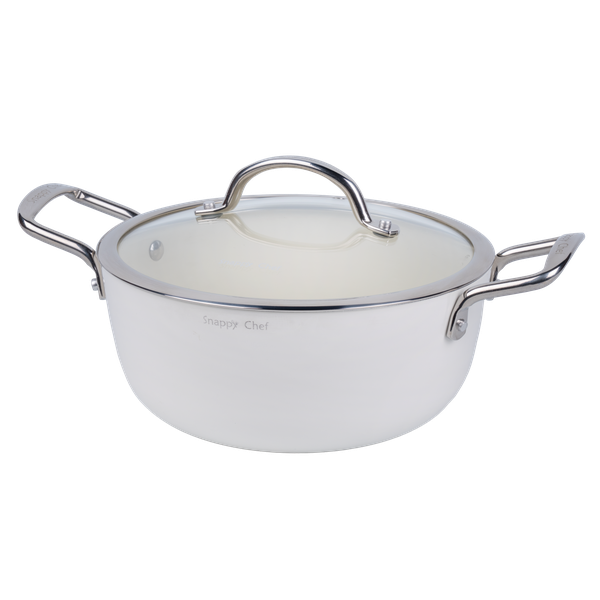 Snappy Chef 24cm Superlight Cast Iron Casserole, White