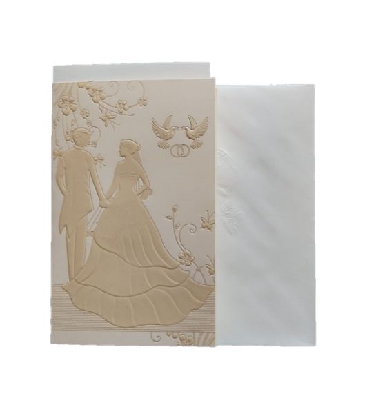 A Touch of Class - Traditional 3 Fold Cream Wedding Invitation