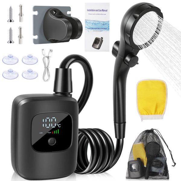 Outdoor Shower Pump Portable 2400mAh Rechargeable Waterproof