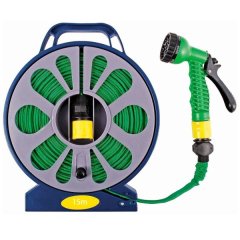 Outdoor Planting Organiser Garden Flat Hose with 7 Function Spray - 15m