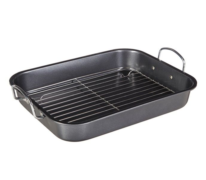 5five Black Stainless Steel Non Stick Roasting Pan with Rack