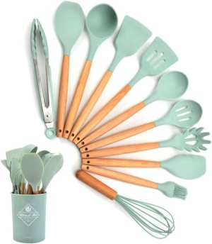 EcoChef 12 Piece Kitchen Utensil Set with Wooden Handle