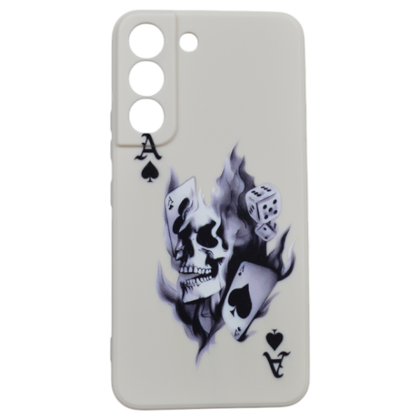 High Quality Skull And Cards Phone Case compatible with Samsung Galaxy S21 Plus - Cream