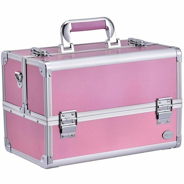 Professional Medium Aluminium Make Up Pink Cosmetic Suit Carry Case