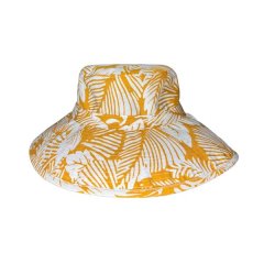 Extra Wide Brim Bucket Hat Golden Yellow Floral