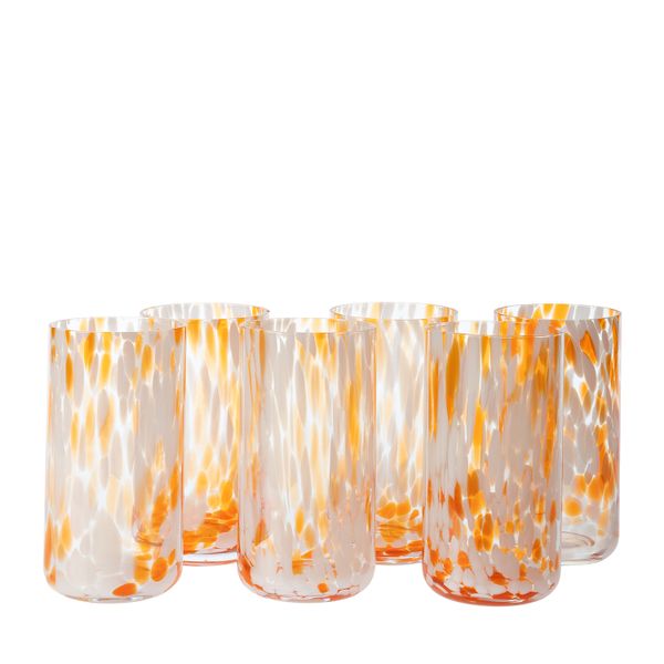 George &amp; Mason - Fiesta Glass Long Tumbler 4pk - Orange Confetti