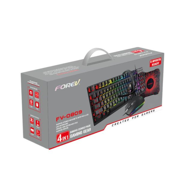 Forev 4 In-1 Gaming Combo Pack Keyboard&amp;Mouse&amp;Headset&amp;Mouse Pad-Black
