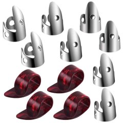 8Pcs Stainless Steel Finger Picks 4Pcs Plastic Thumb Picks