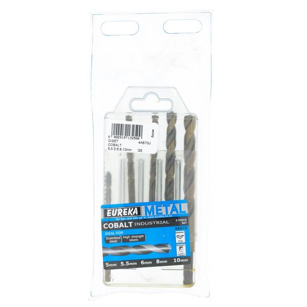 EUREKA DRILL BITS Cobalt 5;5.5;6;8;10mmQ5 SET for Metal 4AB70U