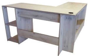 Home &amp; Office L-Shaped Desk, Nordic Icewith Cable Management Hole &amp; Cap