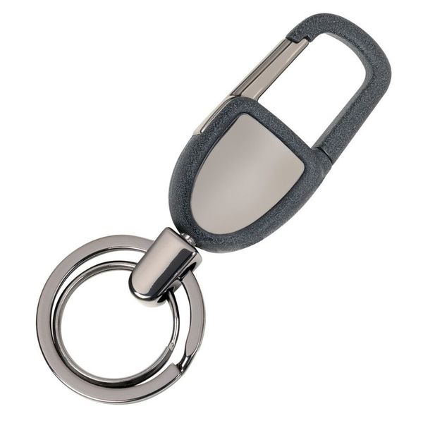 TROIKA Keyring: Stylised Carabiner Snap Hook &amp; 2 Key Rings: Gunmetal/Black