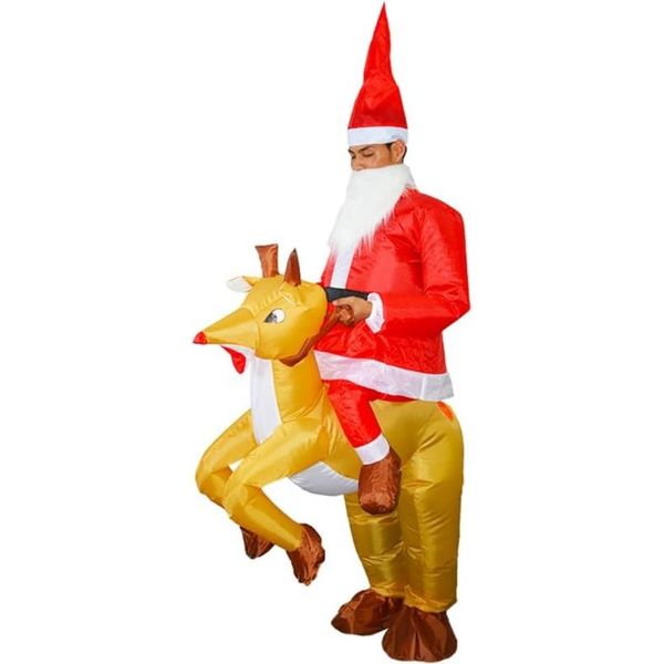 Christmas/Halloween Inflatable Costume - Funny Santa Riding Reindeer Outfit