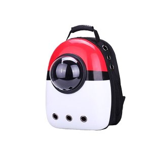 Portable Travel Space Capsule Pet Carrier Backpack - Red &amp; White
