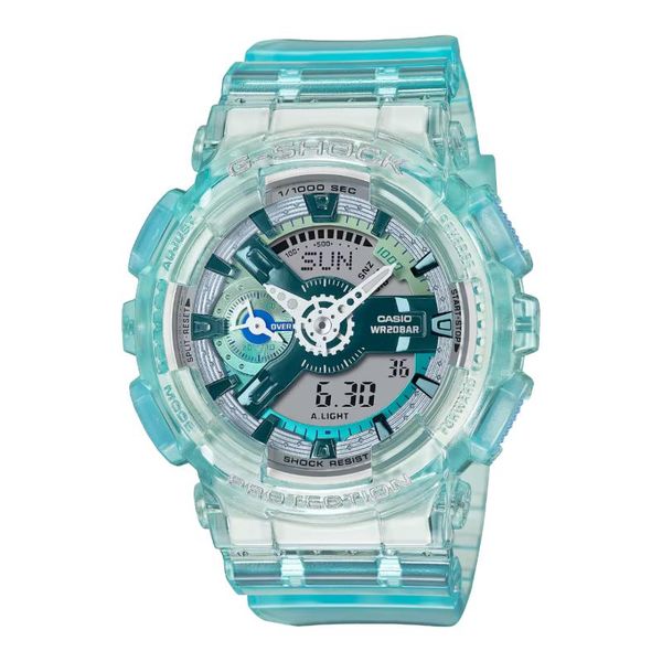 Casio G-Shock Womens Blue Analogue &amp; Digital Rubber Strap Watch-Gma-s110vw-2adr