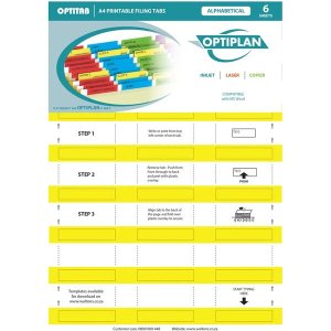 Optiplan Opti Tabs Alpha A4 24up (Pack 144) Yellow