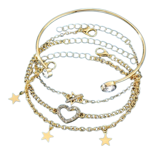 4 Piece Love Star Bracelet Set