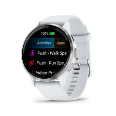 Garmin Venu 3: Silver Stainless Steel Bezel with Whitestone Case and Silicone Band