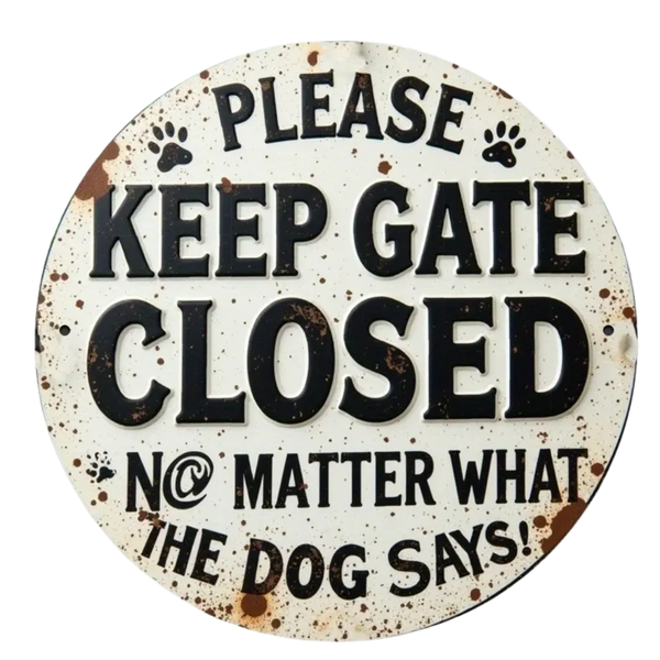 Please Keep the Gate Closed No Matter What the Dog Says Sign